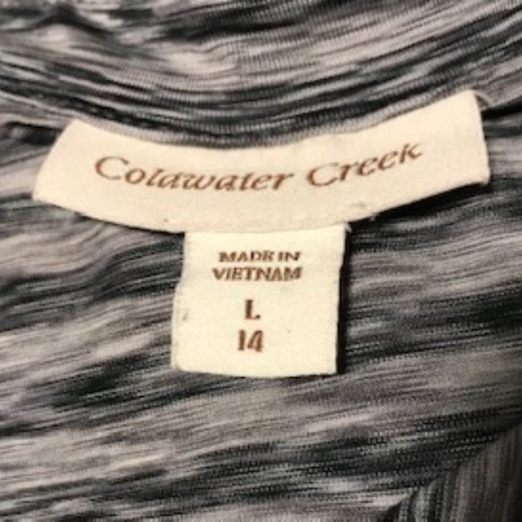 Coldwater Creek, Activewear Top; Sleeveless,  Grey-Black Striped, Size L/14 - Picture 7 of 7
